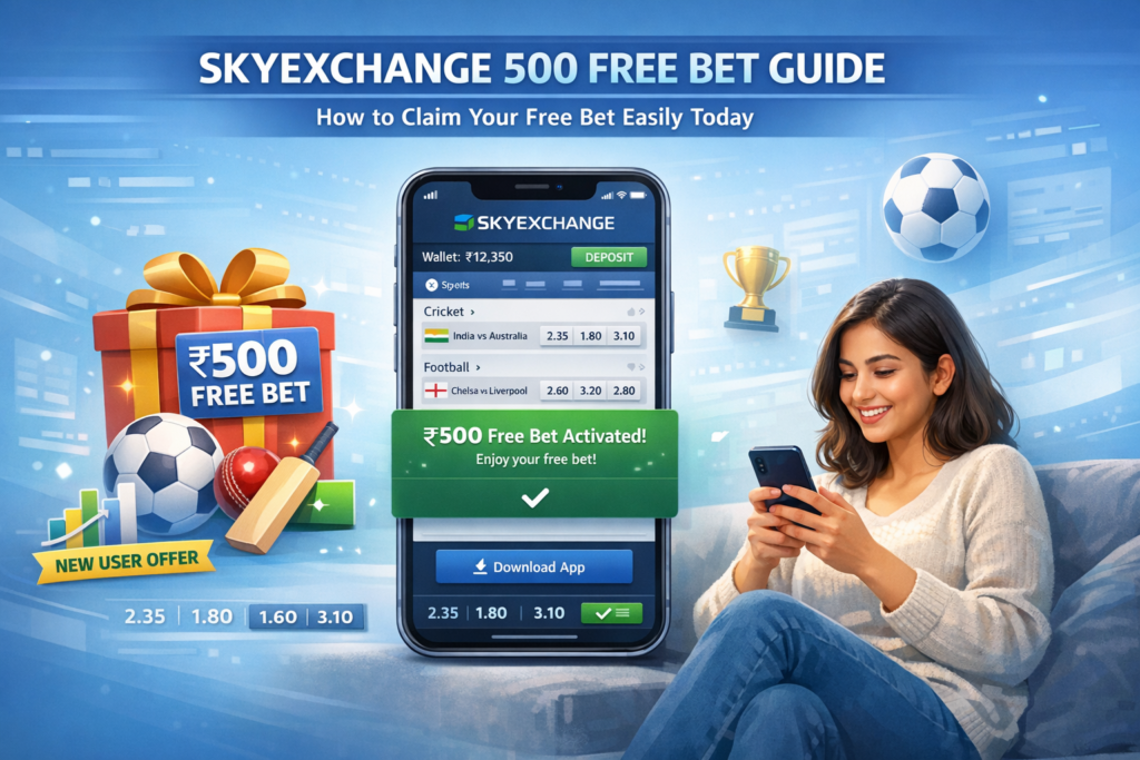 SkyExchange 500 Free Bet Guide – Step-by-step process showing how to claim your 500 free bet easily today, including account login, bonus activation, and quick betting steps for new users.