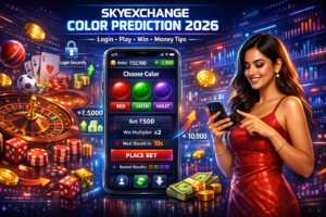 SkyExchange color prediction game interface with betting options and quick result display