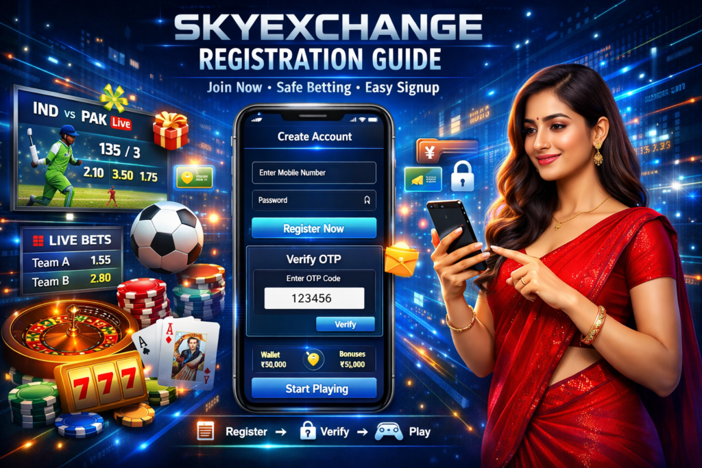 SkyExchange signup page on mobile for online betting registration
